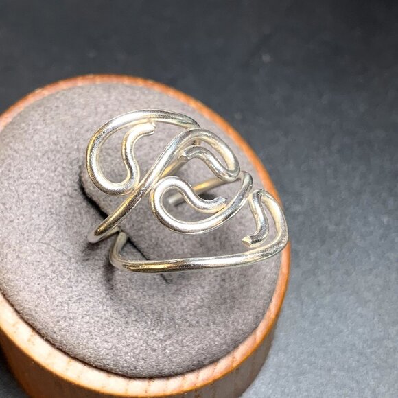 VTG Sterling Silver 925 Freeform Design Abstract Band 4.25mm Ring Size 6.25 - Picture 3 of 11